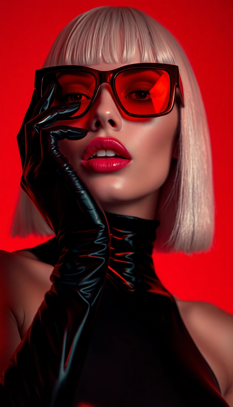 iPhone Y2K Woman Fashion Model in Black and Red Masterful Wallpaper Picture